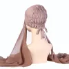 Foulard musulman en mousseline de soie châle avec bonnet sous-écharpe bandeau islamique Hijab couverture bandeau Turbante foulard élastique bonnet de corde