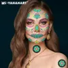 Halloween luminosa impermeável tatuagem tatuagem adesivo festas suprimentos faciais maquiagem costurada ferimentos face dia do vestido morto do crânio acima da maquiagem do corpo