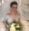 Manches longues robe de mariage élégante décolleté de dentelle de dentelle applique train satin arc robes de mariée ruchées vestido de novia