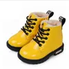 Autumn Winter Kids Girls Martin Boots Children Boys Ankle Zip Snow Boot Shiny Patent Leather Baby Toddler Shoes Storlek 21-35