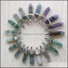 Arts And Crafts Arts Gifts Home Garden Natural Fluorite Stone Pillar Charms Point Chakra Pendants For Jewelry Making Sport Dh3F6