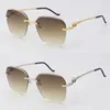 2022 New Designer Cheetah Series Metal Rimless Sunglasses Man Woman Diamond cut Lens Sun glasses Stainless 18K Gold Male and Female Large Square Frame Size:61-20-140MM