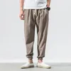 Summer Cotton Linen Harem Men Pants Chinese Style Joggers Men Casual Lightweight Anklelength Male Trousers Sweatpants 220816