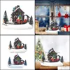 Oggetti decorativi Figurine Accenti per la casa decorazioni giardino villaggio natalizio luci a led piccola treno in resina paesaggistica luminosa Des1556148