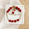 Bracelets de charme Rose Sisi Lucky Red Crystal Bracelet para mulheres Little Mouse Benzoite Natural Stone Minchada GiftCharm Lars22