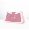 Evening bag pink fashionable check inlaid diamond cross shoulder bags light luxury duffel bag exquisite trapezoidal fashion kid handbag