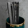 Jankng 5 Pairs Yemek Çubukları Seti Japon Çin Çubuklarını Yiyecek Suşi Yapışkanlar Kullanımlık Kore Metal Alaşım Sofra Palillos Set