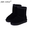 MBR Force Modische Kinder Warme Schnee Winter Echtes Leder Jungen Mädchen Stiefeletten Pelz Schuhe LJ201201