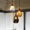 Lampy wiszące lampa przezroczystą wodę kropla kształt szklane drewno wiszące 1 nordycka kreatywność dla restauracji średnica 16 20 cm szary bursztyn