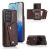 Coques de téléphone antichoc pour Samsung Galaxy S22 S21 S20 Note20 Ultra Note10 Plus Daul Buckle Solid Color PU Leather Kickstand Protective Case with Card Slots