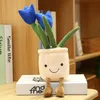 1PCS Flower Plush Doll Symulacja Symulacja Plant Doll Suwolent Tulip Flowerpot z nogami lalka Dekoracja wewnętrzna 220721