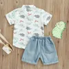 Kids Clothes Sets Summer Toddler Boys Cartoon Dinosaur Print Short Sleeve Shirts + Shorts 2Pcs Suit Fashion Children's Clothing G220509