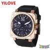 Montre carrée d'affaires atmosphérique classique, bracelet en caoutchouc, Explosion annuelle, montres haut de gamme pour hommes, mode de luxe, cadran noir, calendrier, montre-bracelet pour hommes