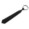 Cravatta di sicurezza nera pigra semplice con clip, cravatta di sicurezza, portiere, steward, opaca, per funerali, per uomini e donne, studenti