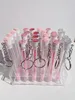 Makeup Brushes 50pcs Reusable Eyelash Brush Tube Keychain Plastic Portable Lash Comb Spoolie Container Glitter Cils Mascara Wands KeyringMak