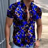 Chemises décontractées pour hommes 2022 Summer Mens Vintage Chemise rayée Mode Luxe Manches courtes Hawaii pour hommes Blusas Camisa Masculina