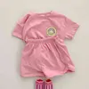 Baby Girl Suit Summer Girl Simple Rainbow T-shirt à manches courtes Boys and Girls Pullover Shorts à manches courtes 2PCS G220521
