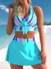 Blue Print Spirt Swimsuit Kobiety Bikini High talia Krzyż kąpieli Seksowne Seksowne kostium kąpielowy plażowy Biquini W220425