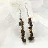 1 paio di orecchini pendenti in stile cinese con lampadario in pietra di cristallo, semplici orecchini fai da te schiacciati naturali, perline irregolari multicolori