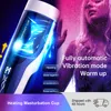 360 graders uppvärmning Male Masturbator Cup Real Vagina Vibrator Glans Stimulator Suck Oral Sexy Airplane Toys for Men