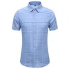 45KG120KG SUMMER NY KOREAS Fashion Mens Short Sleeve Plaid Shirt Daily Casual Button Shirts 4xl 5xl 6xl 7xl 210412