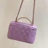 10A Top quality fashion lady Cosmetic bag 17cm crossbody bags Caviar leather shoulder handbag luxury designer bag woman purse wash gargle bagss make up With C022