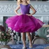 Girl's Dresses Purple Flower Girl Beading Ball Gowns Elegant Tulle Backless Princess Kids Pageant Gown For Weddings VestidosGirl's