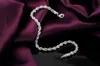 Hot Silver Fashion 925 4mm Twisted Touw Ketting Armbanden Ketting Sieraden Sets Voor Mannen Vrouwen Bruiloft Geschenken