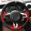 Hand-Stitched Soft Black Genuine Leather Black Suede Car Steering Wheel Cover For Ford Mustang 2015-2019 / Mustang GT 2015-2019