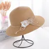 Wide Brim Hats Sun Hat Flower Foldable Headwear Sweat-absorbent Windproof Rope Straw For OutdoorWide