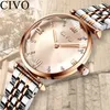 Civo Fashion Luksusowe zegarki kryształowe kobiety wodoodporne stalowe paski dla kobiet kwarcowe zegarki Top marka Crystal Diamond for Women T200519