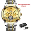 Relógios de pulso LIGE Mens Watches Top Brand Moda Luxo Empresarial Relógio Mecânico Automático Militar Full Steel Relógio À Prova D' Água Relogio