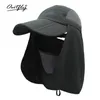 Beretten Outfly Outdoor Sun Cap Sport Wandel Vizier Hoed Afneembaar zonnebrand Masker Zomernek Cover vissen Snel drogen