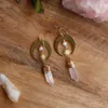 매달려 샹들리에 천상의 Aura Quartz Raw Crystal Earrings hypoallergenic lithium aesthetic moon jewelrydangle