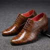 Men Crocodile High Heel Shoes Formele Leather Bruine Loafers Dress Fashion Heren Casual Shoes Zapatos HOMBRE DA025