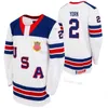 MThr 6 Jack Hughes Koszulka hokejowa USA Drużyna U18 19 Alex Turcotte Cam York Cole Colefield Fensore 2021 Biosteel All American Game Białe koszulki granatowe