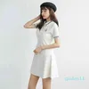 2022 Women Casual Dresses Classic Knit Dress Fashion Letter Mönster Summer SHORT SLEVE Högkvalitativ kvinnors kläder