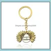 Keychains Fashion Accessories Metal Keychain Pendant Sunflower You Are My Sunshine Keyrings Openable Key Chain Gift Promotion Drop Delivery