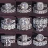 Luxury Real 925 Sterling Silver Oval Princess Cut Anillo de boda para la banda de compromiso de las mujeres Eternity Jewelry Zirconia R4975 P0818176B