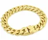 14K guldpläterad rostfritt stålkedjor 14mm Miami Cuban Link Armband 8 '' Halsband kedja 26 ''