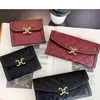 Designer Leather Ceeline Card Wallet Womens Mens Lovers Europe And America Fashion Brands Casual Small New Long Wallet Handbag Student Mini Purse