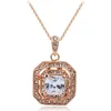 Pendentif Colliers Princesse Coupe Carré CZ Double Cristal Suspension Pingente Collier Femmes Filles Or Couleur Bijoux Collares UndertalePendan