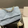 Womens Classic Flap 19 Bicolore Quilted Denime Bags Mini/Medium/Jumbo Silver Hardware Crossbody Counter Carty Pocket Handbags 20cm/25cm/30cm