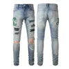 Jeans firmati da uomo per pantaloni da uomo Uomo Black Skinny Rip White Patch Denim Biker Snake Ricama