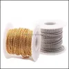 10 Yards/Rolle 2 mm 2,5 mm M Silber Gold Schwarz Edelstahl Bk Rolo Kette für DIY Schmuck Halskette Herstellung Materialien Lieferungen Drop Lieferung 2021