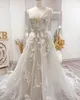 Elegancka suknia balowa sukienki ślubne w szyku w szyku bezkroźna koronkowa koronka Sheer Bridal Long Sweep Train Vestidos de novia