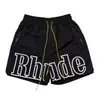 Summer Mens womens Rhude Shorts Fashion Casual Leathier Knee Length Loose Skateboard Hip Hop Swim pants Beach rhude Pocket quality zipper Short Asian siz 5CTR