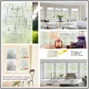 Window Stickers Privacy Film 3D Decorative Stained Glass Static Cling Door som täcker avtagbar solblockering av klistermärken