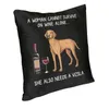 Kussen/decoratief kussen -Noordse stijl Vizsla en wijnkussen Cover 40x40 Velvet hondenliefhebber Throw Case voor sofa vierkante kussensloop decoratie