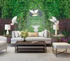 stereoscopic 3D Murals Wallpaper Green flower rattan pigeon garden TV sofa background wall mural wall papers home decor